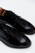 Pantofi Eleganți Bărbați Negru Lucios Ceremonie 100% Piele Naturală - imagine 2
