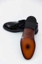 Pantofi Eleganți Bărbați Negru Lucios Ceremonie 100% Piele Naturală - imagine 4