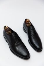 Pantofi Eleganti Barbati Negri Derby Piele Naturala