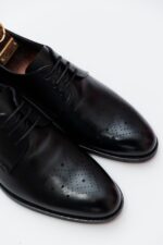 Pantofi Eleganti Barbati Negri Derby Piele Naturala - imagine 2