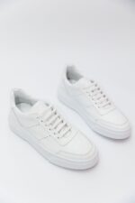 Pantofi Casual Bărbați Albi Sneakers 100% Piele Naturală