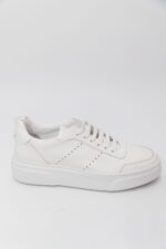 Pantofi Casual Bărbați Albi Sneakers 100% Piele Naturală - imagine 3