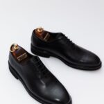 Pantofi Eleganți Bărbați Negri Mati Oxford Din 100% Piele Naturală Talpă Din Spumă