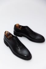Pantofi Eleganți Bărbați Negri Mati Oxford Din 100% Piele Naturală Talpă Din Spumă