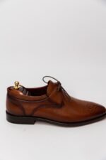 Pantofi Eleganti Barbati Oxford Maro Coniac Pictat Manual Piele Naturala - imagine 3