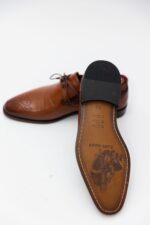 Pantofi Eleganti Barbati Oxford Maro Coniac Pictat Manual Piele Naturala - imagine 5