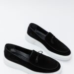 Mocasini Smart Casual Negri Bărbați Piele Întoarsă