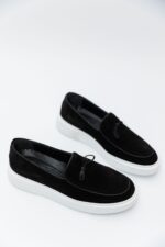 Mocasini Smart Casual Negri Bărbați Piele Întoarsă