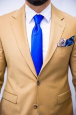 Costum Bărbați Bej Elegant 88% Lana Super 160’s - imagine 4