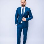 Costum Bărbați Albastru Petrol Elegant 100% Lana Super 160’s