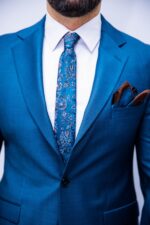 Costum Bărbați Albastru Petrol Elegant 100% Lana Super 160’s - imagine 2