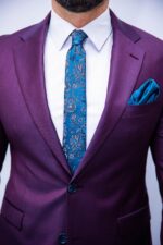 Costum Bărbați Bordo Închis Elegant 100% Lana Super 160’s - imagine 2