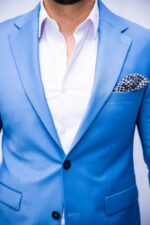 Costum Bărbați Albastru Ocean Elegant 88% Lana Super 160’s - imagine 3