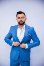 Costum Bărbați Albastru Ocean Elegant 88% Lana Super 160’s - imagine 2