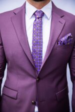 Costum Bărbați Mov Deschis Elegant 88% Lana Super 160’s - imagine 3