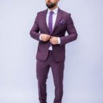 Costum Bărbați Mov Deschis Elegant 88% Lana Super 160’s