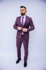 Costum Bărbați Mov Deschis Elegant 88% Lana Super 160’s