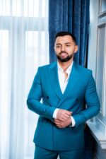 Costum Bărbați Turcoaz Elegant Două Rânduri 88% Lana Super 160’s - imagine 2