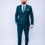 Costum Bărbați Verde Smarald Două Rânduri Elegant 88% Lana Super 160’s