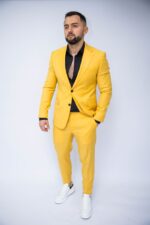 Costum Bărbați Galben Elegant & Smart Casual 88% Lana Super 160’s - imagine 6