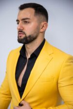 Costum Bărbați Galben Elegant & Smart Casual 88% Lana Super 160’s - imagine 4