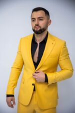 Costum Bărbați Galben Elegant & Smart Casual 88% Lana Super 160’s - imagine 2