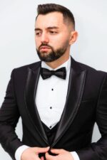 Costum Mire & Nas Negru Rever Cu Detalii Detașabil set:4 piese - imagine 3