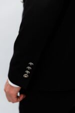 Costum Barbati Negru La Două Randuri De Butoni Metalici - imagine 5