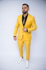 Costum Bărbați Galben Elegant & Smart Casual 88% Lana Super 160’s